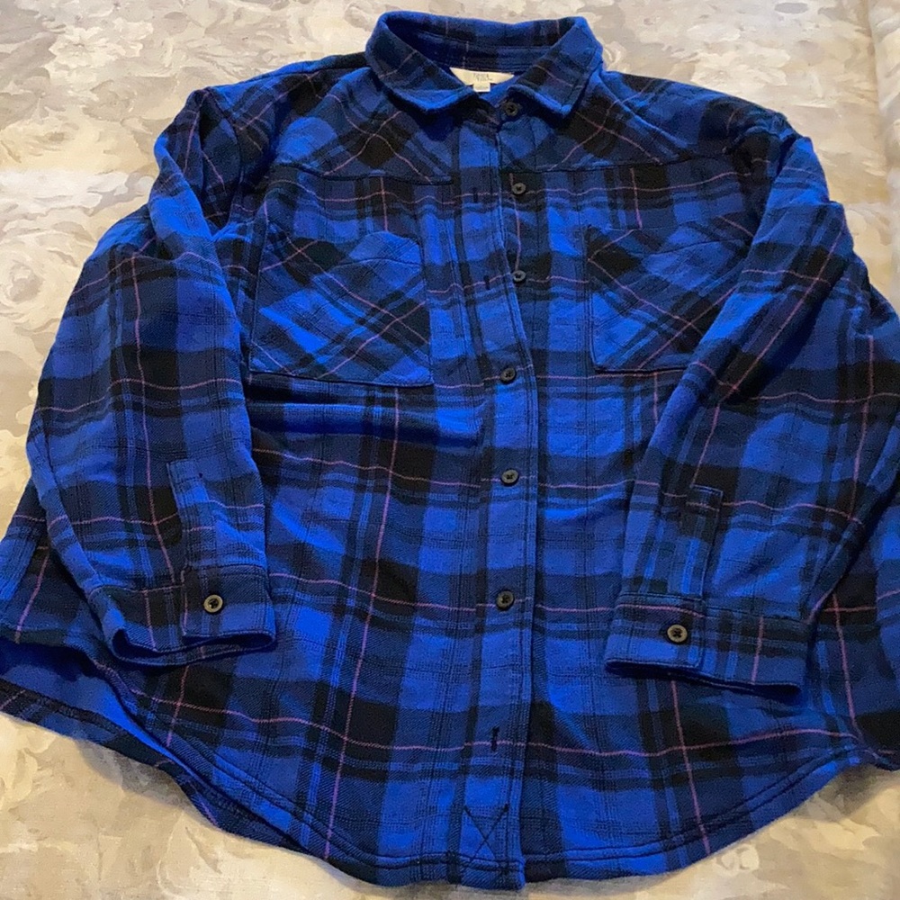 Time and Tru plaid button down